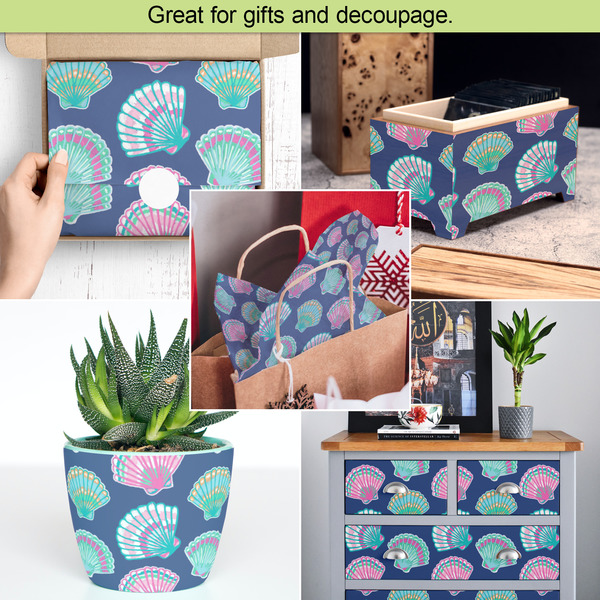 Preppy Sea Shells Tissue Paper - In Use Collage