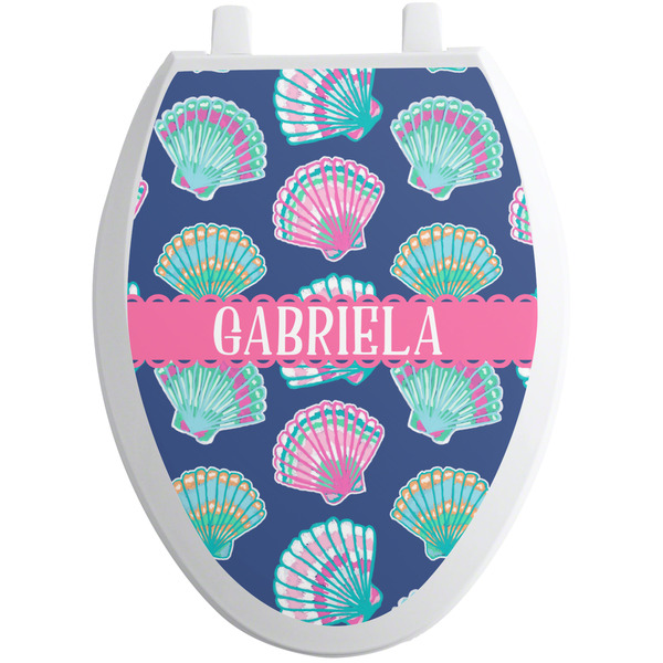 Custom Preppy Sea Shells Toilet Seat Decal - Elongated (Personalized)