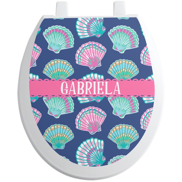 Custom Preppy Sea Shells Toilet Seat Decal - Round (Personalized)