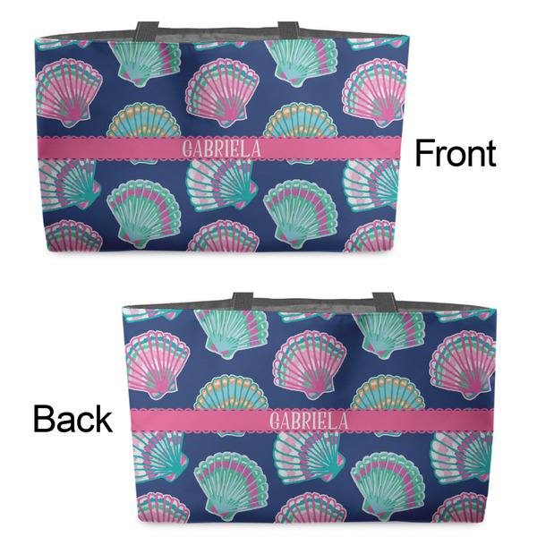 Preppy Sea Shells Tote w/Black Handles - Front & Back Views