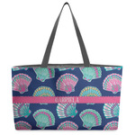 Preppy Sea Shells Beach Totes Bag - w/ Black Handles (Personalized)