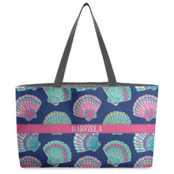 Preppy Sea Shells Beach Totes Bag - w/ Black Handles (Personalized)