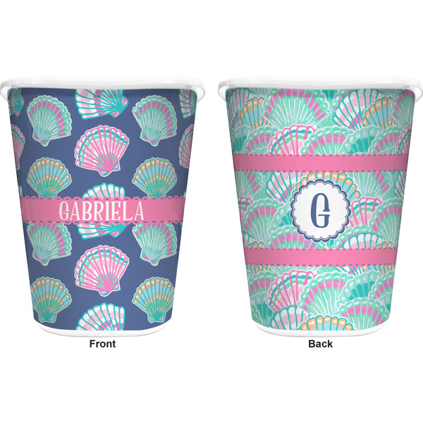 Preppy Sea Shells Trash Can White - Front and Back - Apvl