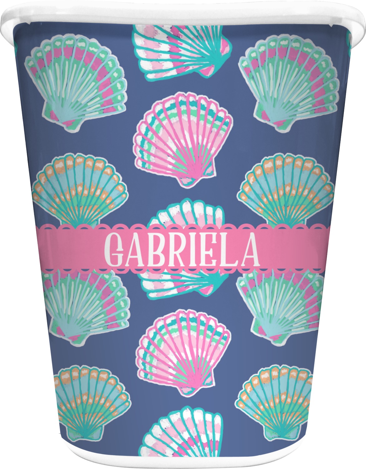 Custom Preppy Sea Shells Waste Basket (Personalized) YouCustomizeIt