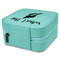 Preppy Sea Shells Travel Jewelry Boxes - Leather - Teal - View from Rear