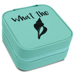 Preppy Sea Shells Travel Jewelry Box - Teal Leather (Personalized)
