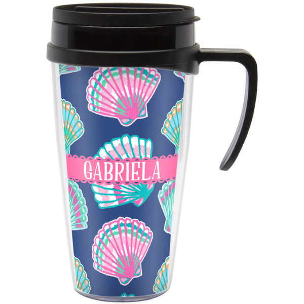 Custom Preppy Sea Shells Acrylic Travel Mug with Handle (Personalized)