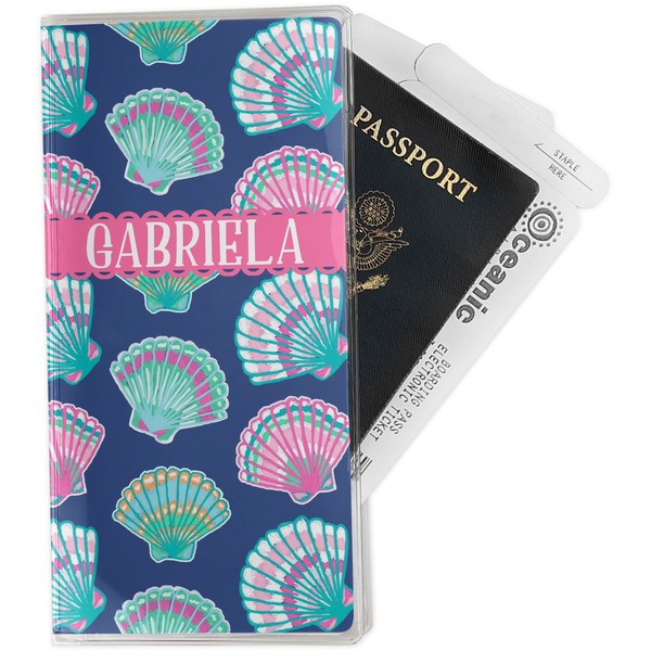 Custom Preppy Sea Shells Travel Document Holder