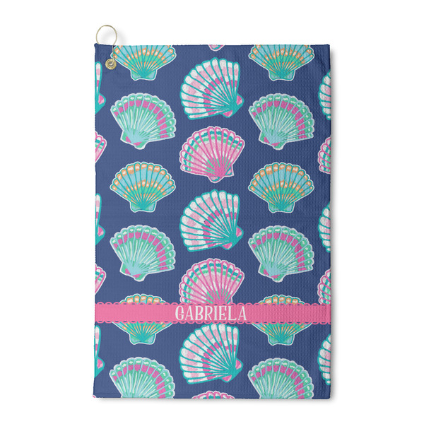 Custom Preppy Sea Shells Waffle Weave Golf Towel (Personalized)