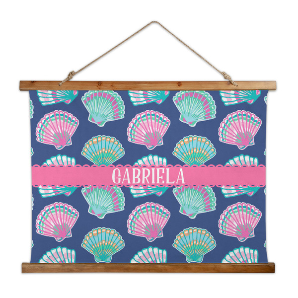 Custom Preppy Sea Shells Wall Hanging Tapestry - Wide (Personalized)