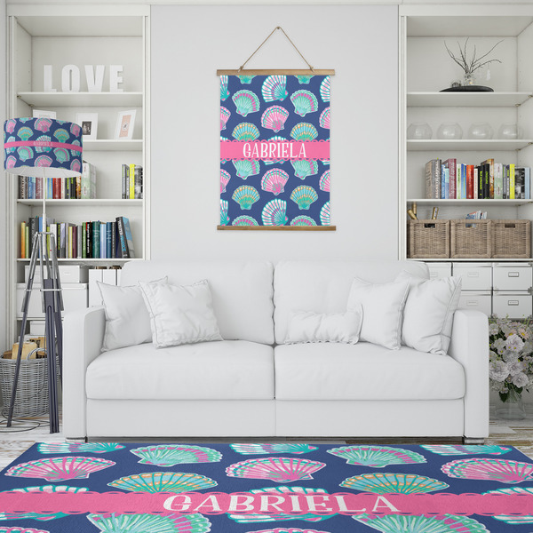 Preppy Sea Shells Wall Hanging Tapestry - Portrait - IN CONTEXT