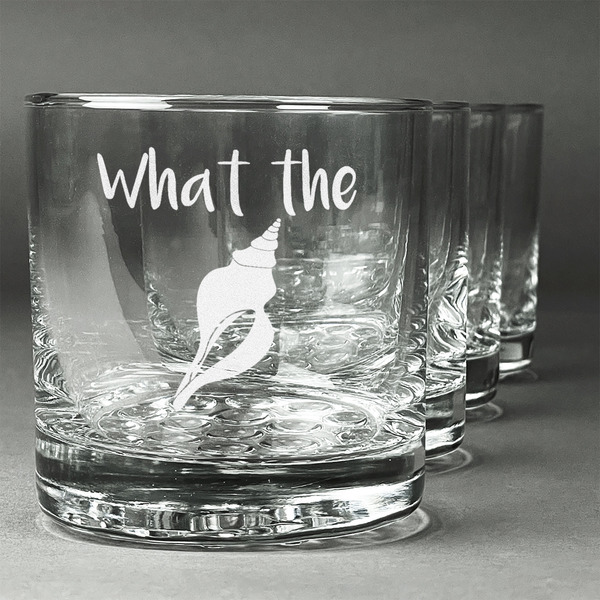 Custom Preppy Sea Shells Whiskey Glasses (Set of 4) (Personalized)