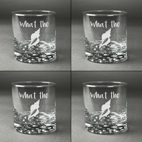 Preppy Sea Shells Whiskey Glasses - Set of 4 all Engraved