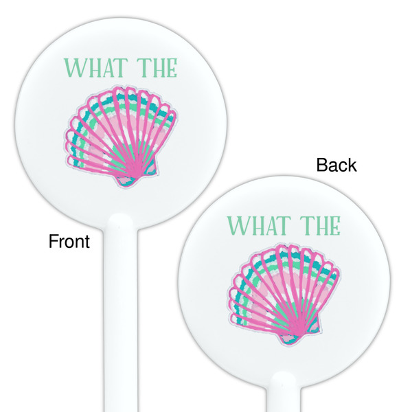 Preppy Sea Shells White Plastic 5.5" Stir Stick - Double Sided - Round - Front & Back