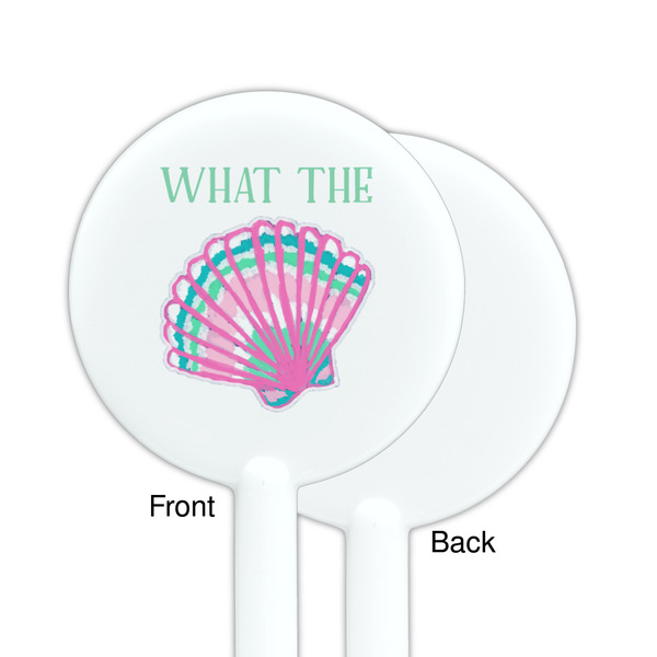 Preppy Sea Shells White Plastic 5.5" Stir Stick - Single Sided - Round - Front & Back