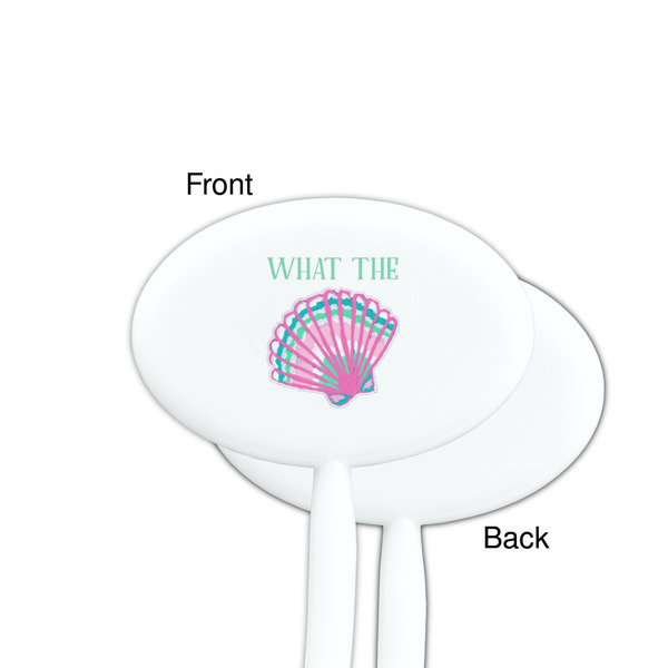 Preppy Sea Shells White Plastic 7" Stir Stick - Single Sided - Oval - Front & Back