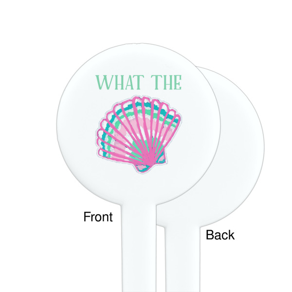 Preppy Sea Shells White Plastic 7" Stir Stick - Single Sided - Round - Front & Back