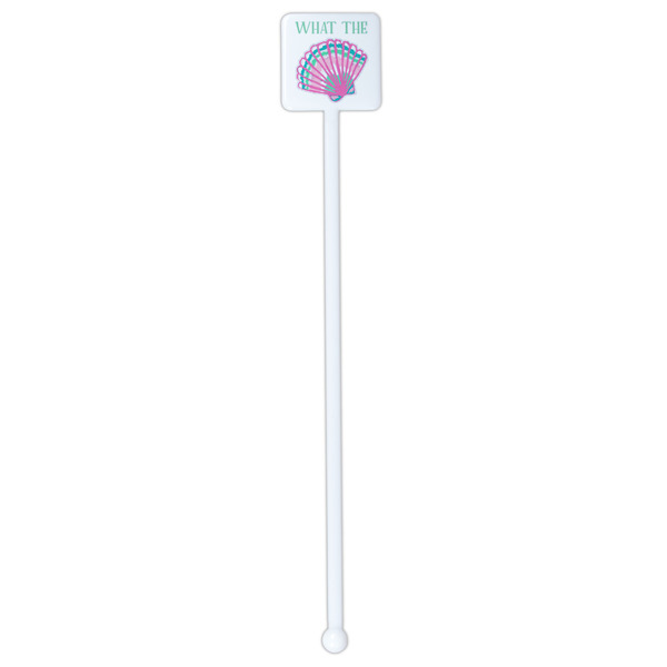 Preppy Sea Shells White Plastic Stir Stick - Single Sided - Square - Single Stick
