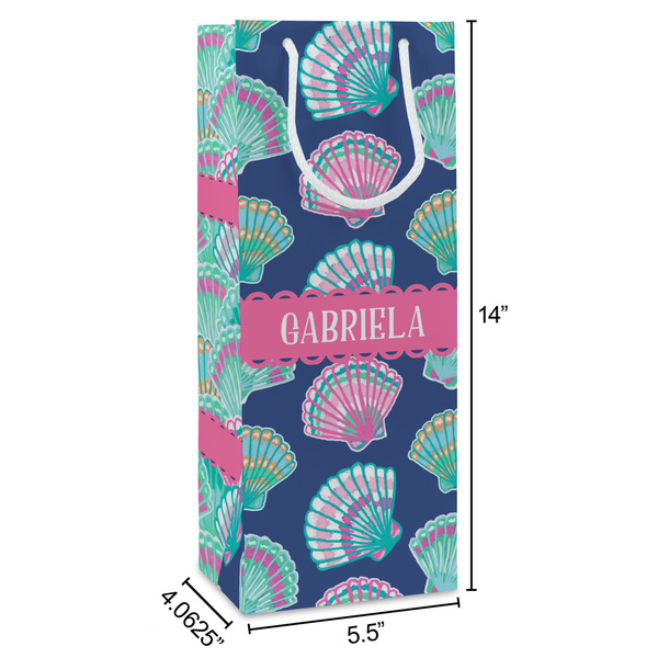 Preppy Sea Shells Wine Gift Bag - Dimensions