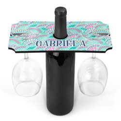 Preppy Sea Shells Wine Bottle & Glass Holder (Personalized)