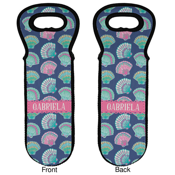 Preppy Sea Shells Wine Tote Front & Back