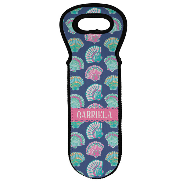 Custom Preppy Sea Shells Wine Tote Bag (Personalized)