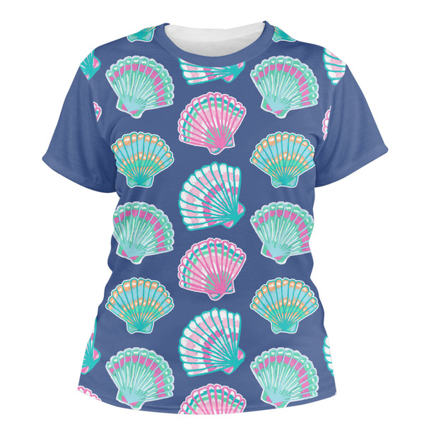 Custom Preppy Sea Shells Women's Crew T-Shirt - 2X Large