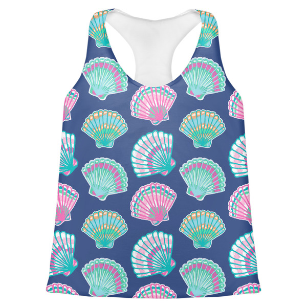 Custom Preppy Sea Shells Womens Racerback Tank Top - Large