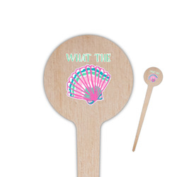 Preppy Sea Shells 4" Round Wooden Food Picks - Single Sided (Personalized)