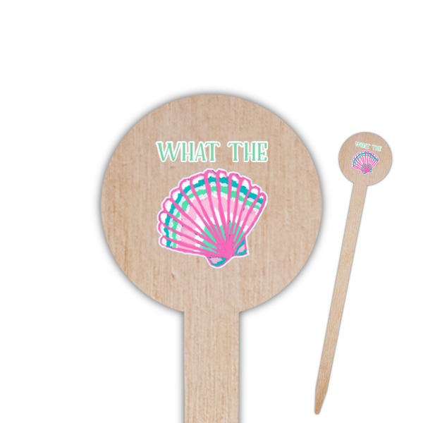 Custom Preppy Sea Shells 6" Round Wooden Food Picks - Double Sided (Personalized)
