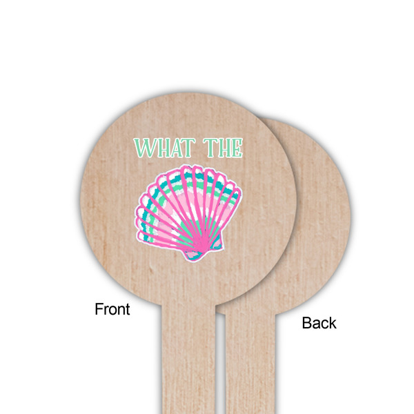 Preppy Sea Shells Wooden 6" Food Pick - Round - Single Sided - Front & Back