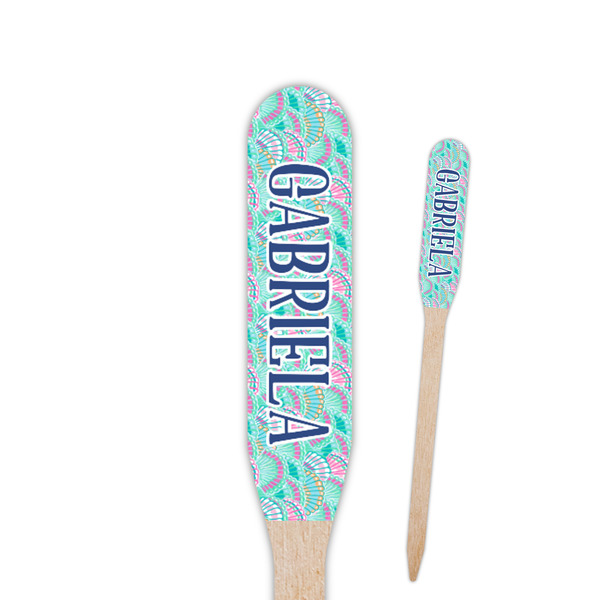 Custom Preppy Sea Shells Paddle Wooden Food Picks - Double Sided (Personalized)