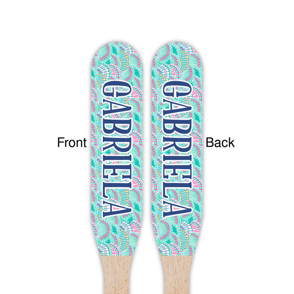 Preppy Sea Shells Wooden Food Pick - Paddle - Double Sided - Front & Back