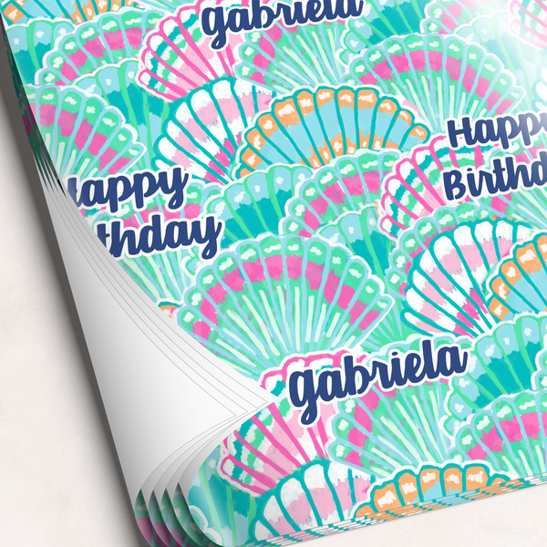Custom Preppy Sea Shells Wrapping Paper Sheets (Personalized)
