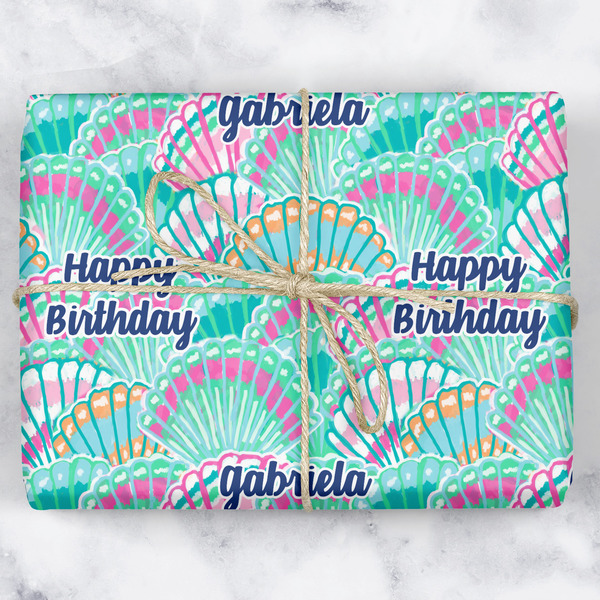 Custom Preppy Sea Shells Wrapping Paper (Personalized)