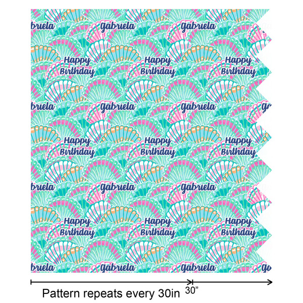 Preppy Sea Shells Wrapping Paper Roll - Matte - Partial Roll