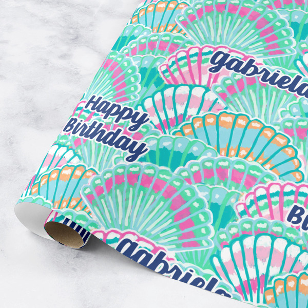 Custom Preppy Sea Shells Wrapping Paper Roll - Small (Personalized)
