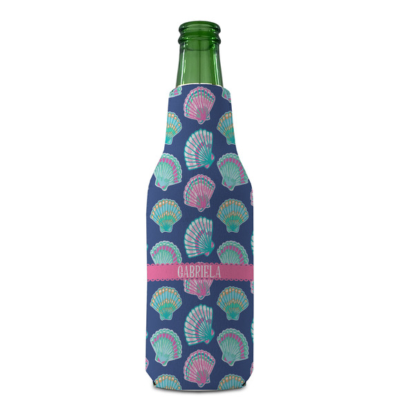 Preppy Sea Shells Zipper Bottle Cooler - FRONT (bottle)