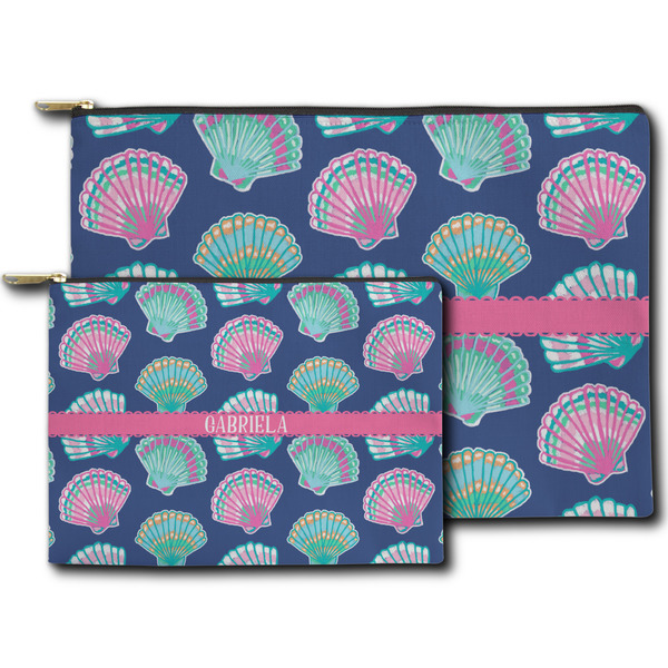 Preppy Sea Shells Zippered Pouches - Size Comparison