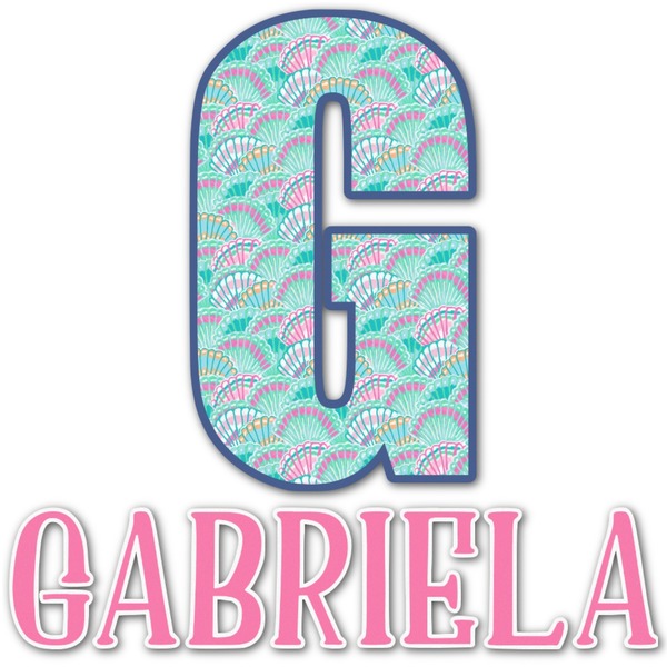 Custom Preppy Sea Shells Name & Initial Decal - Up to 18"x18" (Personalized)