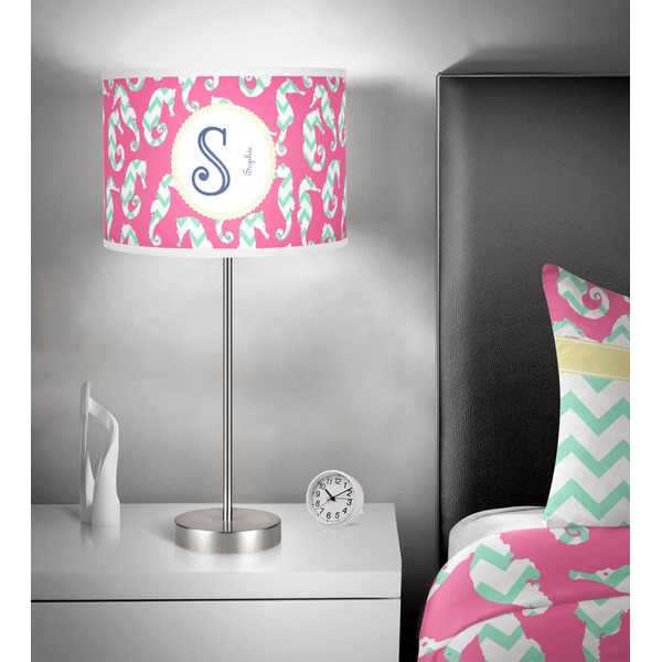 Sea Horses 13 inch drum lamp shade - in room