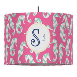 Sea Horses 16" Drum Pendant Lamp - Fabric (Personalized)