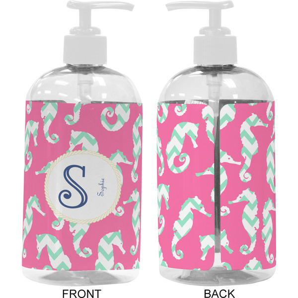 Sea Horses 16 oz Plastic Liquid Dispenser- Approval- White