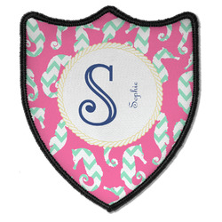 Sea Horses Iron On Shield Patch B w/ Name and Initial