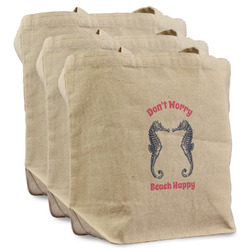 Sea Horses Reusable Cotton Grocery Bags - Set of 3 (Personalized)