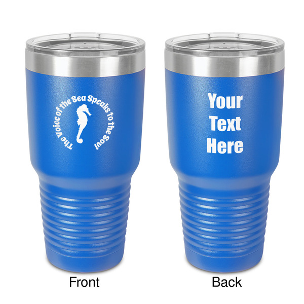 Custom Sea Horses 30 oz Stainless Steel Tumbler - Royal Blue - Double-Sided (Personalized)