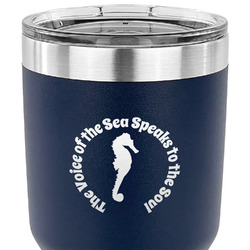 Sea Horses 30 oz Stainless Steel Tumbler - Navy - Single Sided (Personalized)