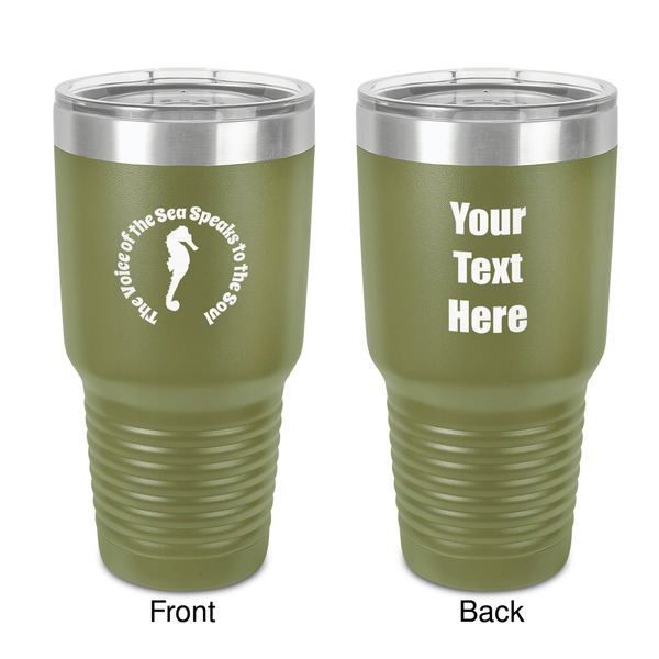 Custom Sea Horses 30 oz Stainless Steel Tumbler - Olive - Double-Sided (Personalized)