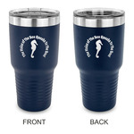 Sea Horses 30 oz Stainless Steel Tumbler - Navy - Double Sided (Personalized)