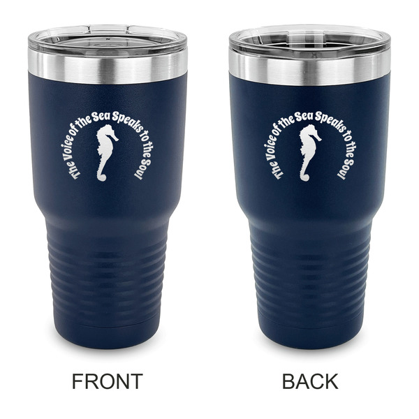 Custom Sea Horses 30 oz Stainless Steel Tumbler - Navy - Double Sided (Personalized)